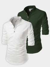 Mens Casual Slim Fit Full Sleeve Cotton Kurta (Pack 2)